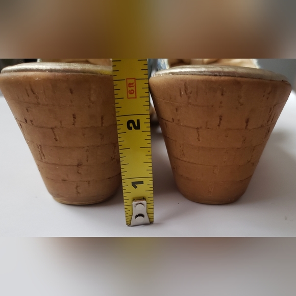 Italian Shoemaker Rhinestones Blue Gold Tone Wedge Sandals Size 10 - Picture 8 of 10